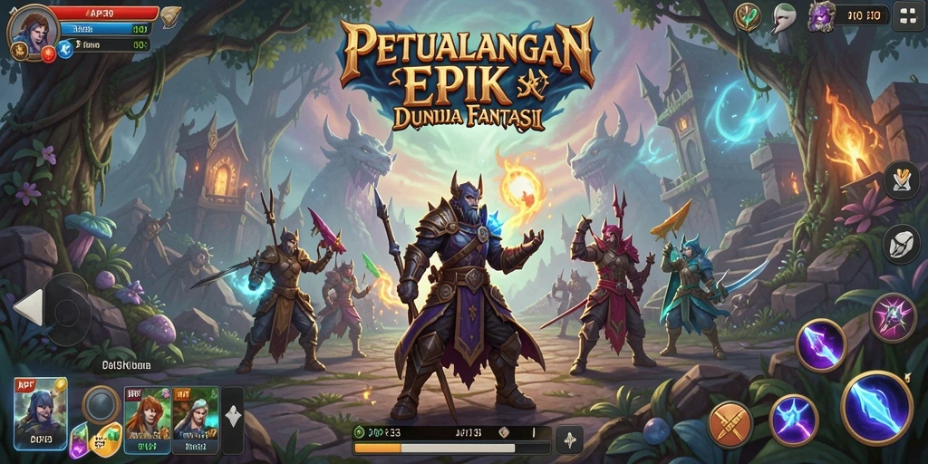 Gameplay seru di dunia fantasi API33 dengan pertarungan yang dinamis.