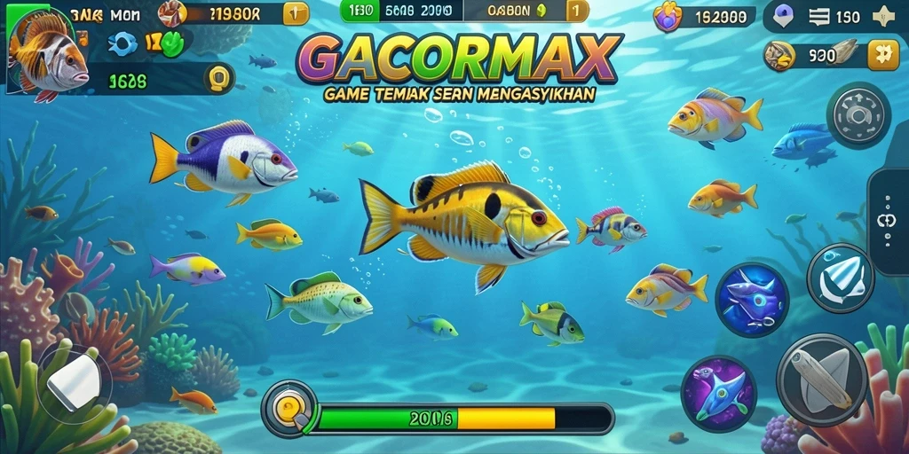 Screenshot gameplay GACORMAX menampilkan aksi Tembak Ikan yang mendebarkan.