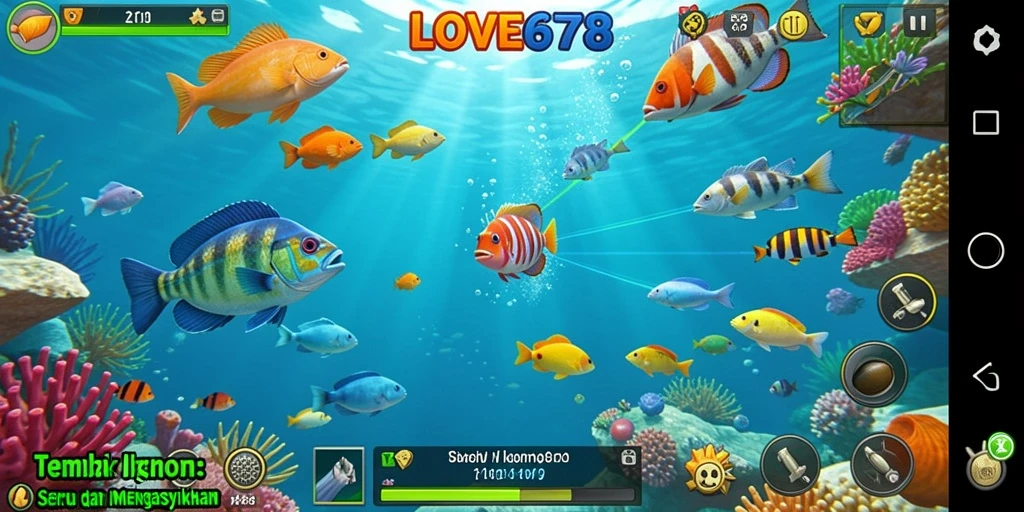 Gameplay LOVE678 yang seru dan menegangkan saat berburu ikan.