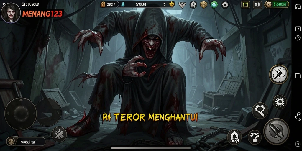 Screenshot menunjukkan momen mencekam dalam game MENANG123.