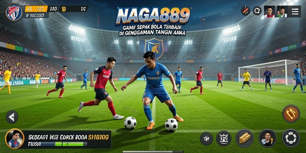 Tampilan gameplay NAGA889 dengan aksi sepak bola yang seru.