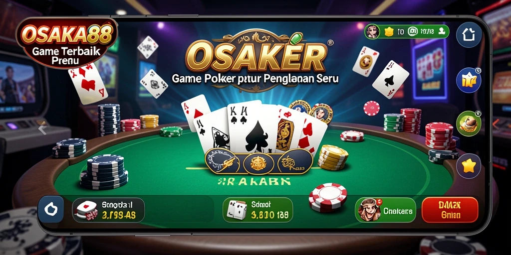 Tangkapan layar utama OSAKA88 menampilkan gameplay Poker yang menegangkan.