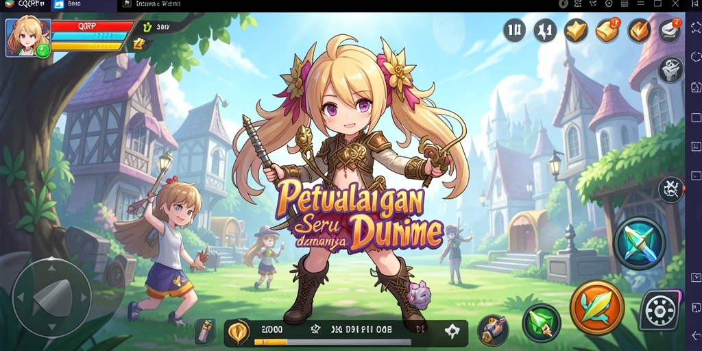 Tampilan seru dari gameplay QQRP yang menampilkan karakter Anime.