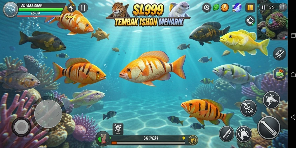 Tampilan gameplay SL999 dengan grafis Tembak Ikan yang memukau.