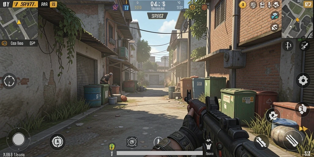 Screenshot gameplay SPY77 dengan aksi penuh ketegangan di medan pertempuran.