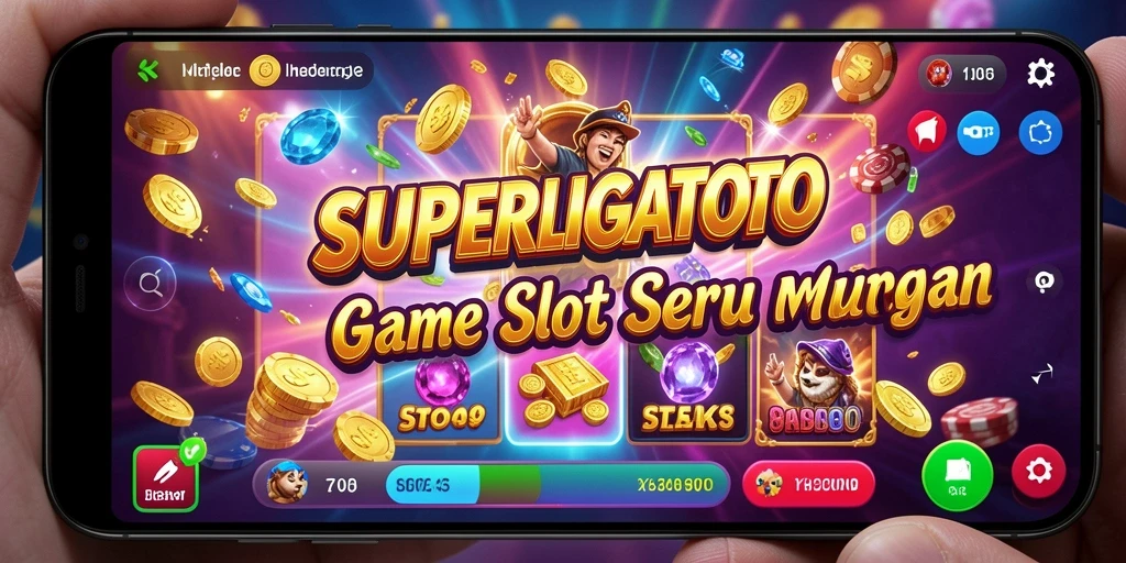 Screenshot gameplay SUPERLIGATOTO dengan simbol-simbol slot yang menarik.