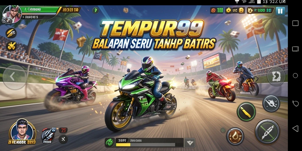 Tampilan gameplay Racing yang penuh aksi dan adrenalin.