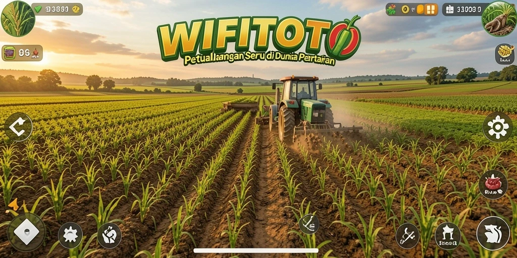 Gameplay seru pertanian di WIFITOTO dengan ladang yang subur.